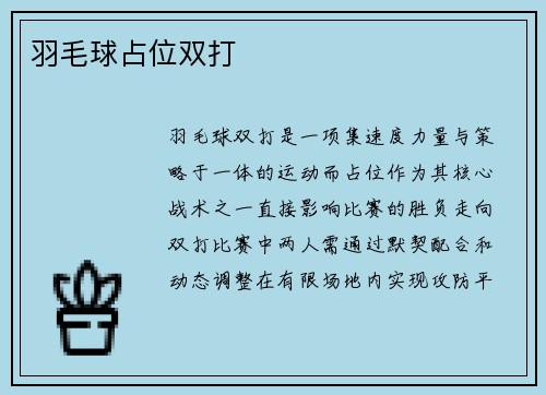 羽毛球占位双打