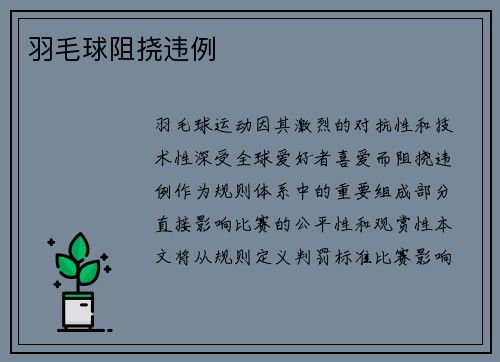 羽毛球阻挠违例